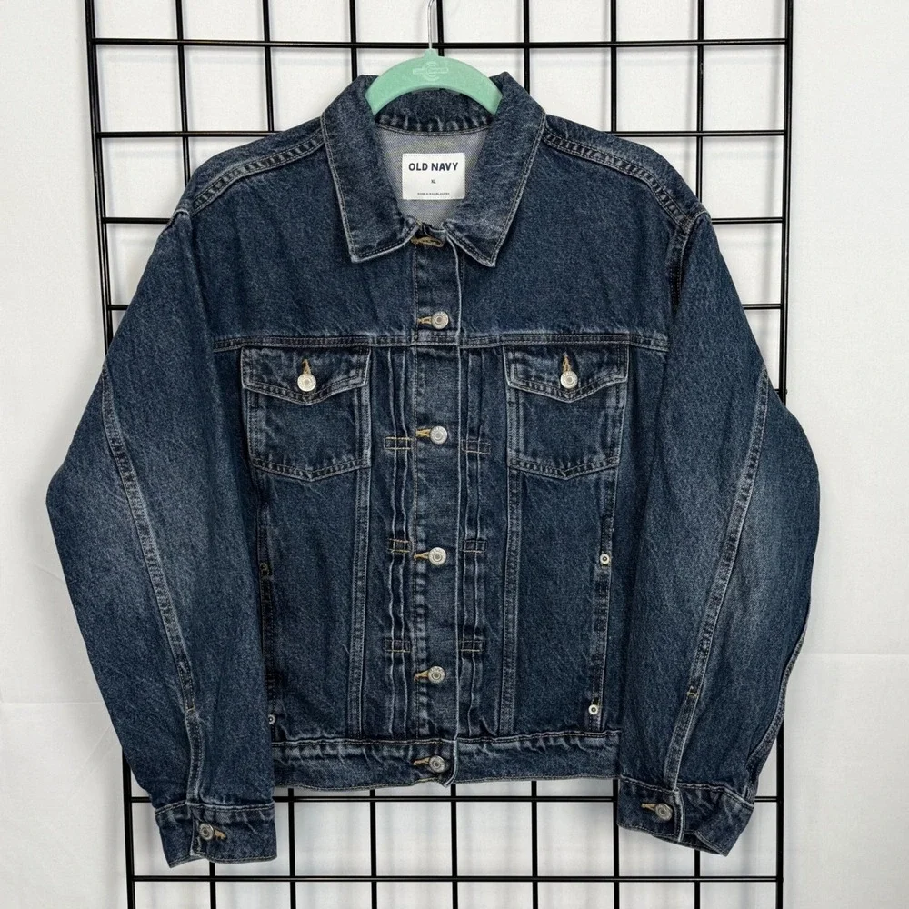 Old Navy Denim Trucker‎ Jacket Womens XL Blue Workwear Streetwear Grunge Punk